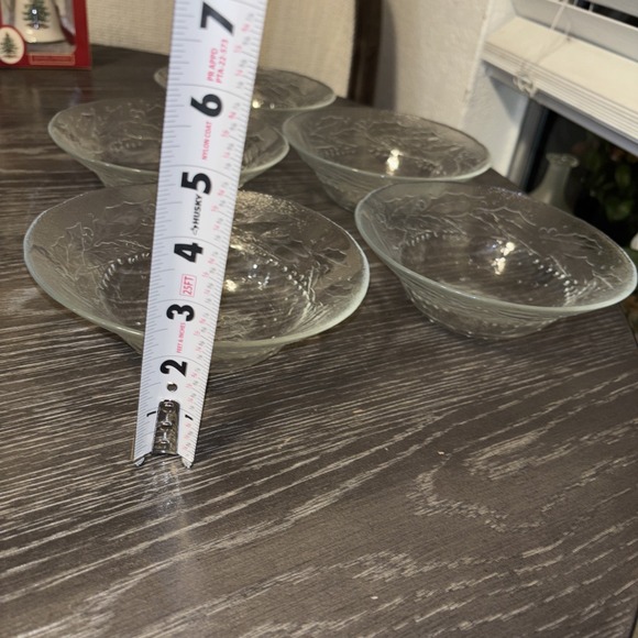 ARCOROC Embossed Glass‎ HOLLY TREE Christmas Set of 5 SOUP / CEREAL BOWLS 6.5" - Picture 5 of 5